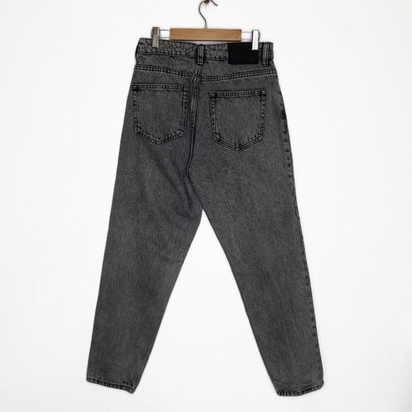 Zara Grey Acid Wash High Rise Distressed Denim Boyfriend Mom Jeans 4 - Picture 10 of 14
